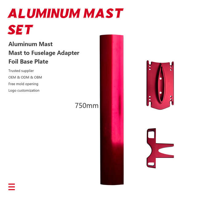 75cm 19mm Aluminum Mast Red Surfing Mast  Hydrofoil Surfing