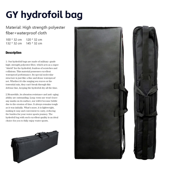 100cm 120cm PVC Foil Bags Black Hydrofoil Wing Bag Stroage