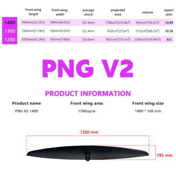 Carbon Fiber Front Surfing Foil Wing Hydrofoil Slingshot Wing 1200mm 1300mm