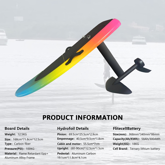 140kg 70cm  Efoil Electric Foil Boards 58AH Battery Surfing Assist Charging